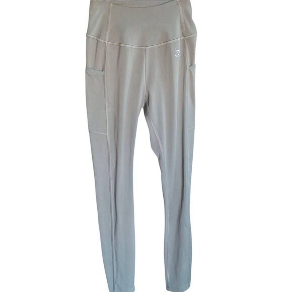 Gymshark Women’s XS Leggings – Olive Green Full Length with Side Pockets - Picture 1 of 6